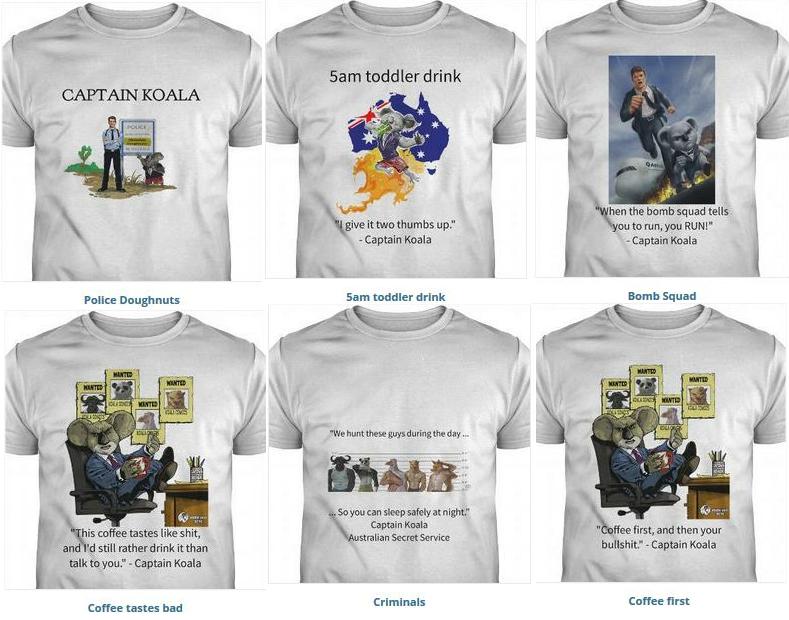 Captain Koala shirts